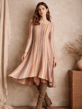 MOTH Anthropologie Striped Knit Swing Dress Size S Boho Fall